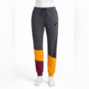 Adidas Colorblock Jogger Sweatpants Gray Orange Burgundy Mens Medium Fleece